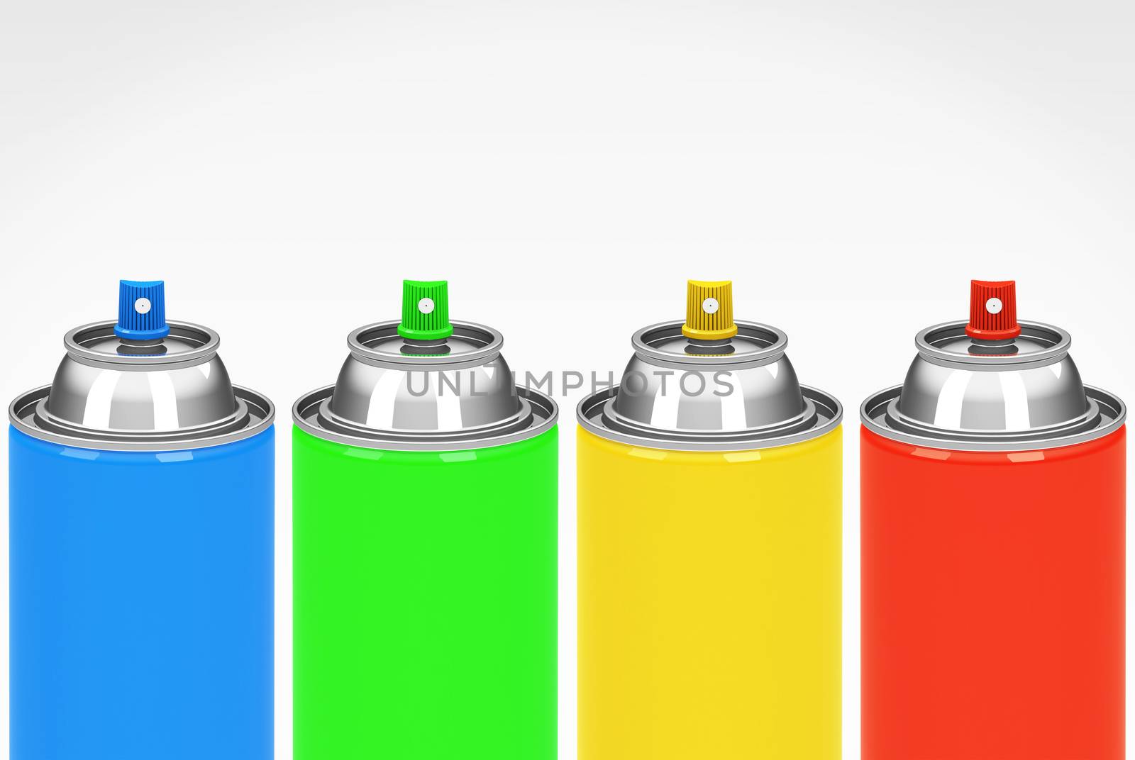 3d generated picture of some colorful spray cans