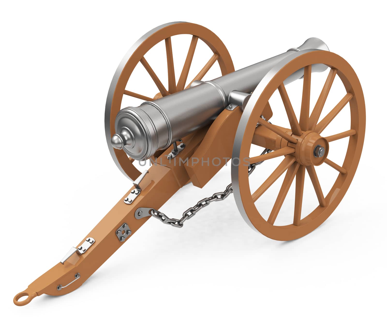 3d generated picture of a cannon on a white floor