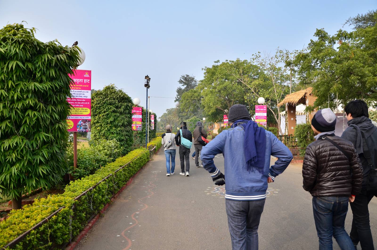 Jaipur, India - January 31, 2014: Tourist visit Jawahar Kala Kendra on January 31, 2014. Jawahar Kala Kendra (JKK) is a multi arts centre located in Jaipur in India. It was built by Rajasthan government.