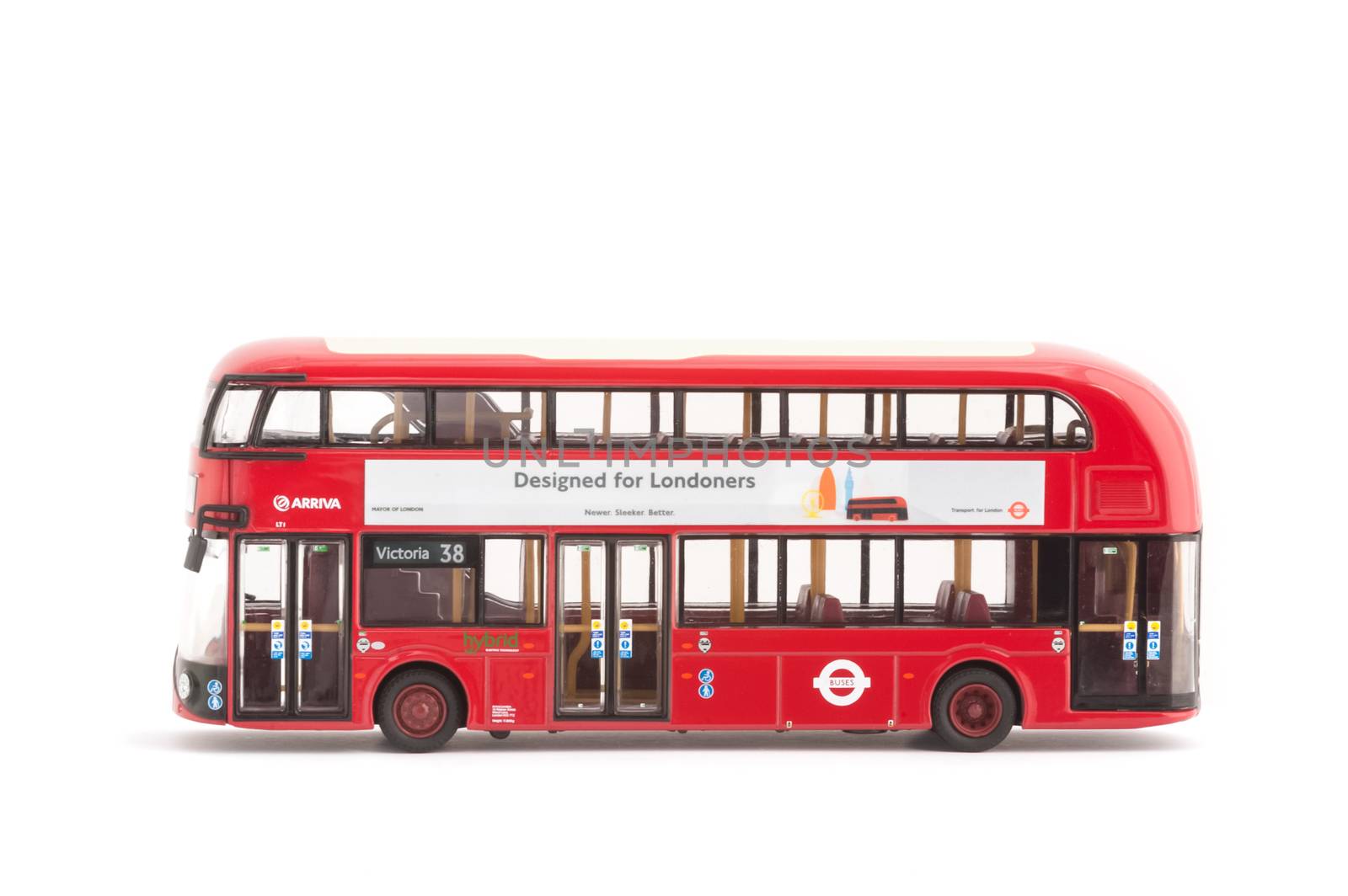 Corgi manufactured 1:76 scale model of an NB4L Hybrid bus first opertated by Transport for London on Route 38 in 2012