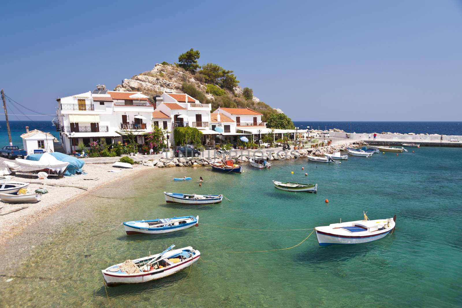 Scene in Kokkari on Samos, Greece