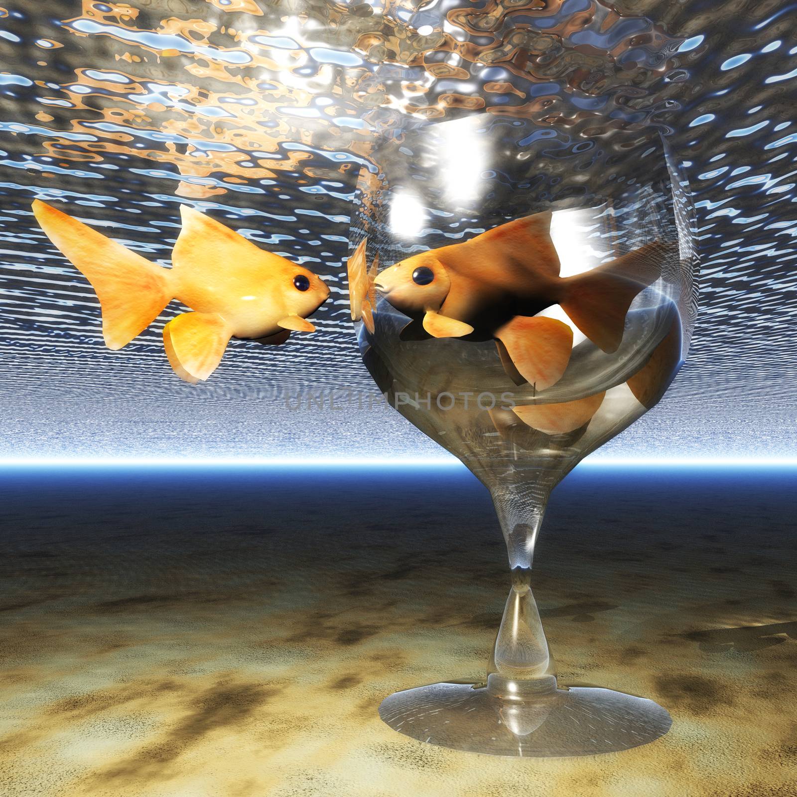 Digital Illustration of a Goldfish Glass