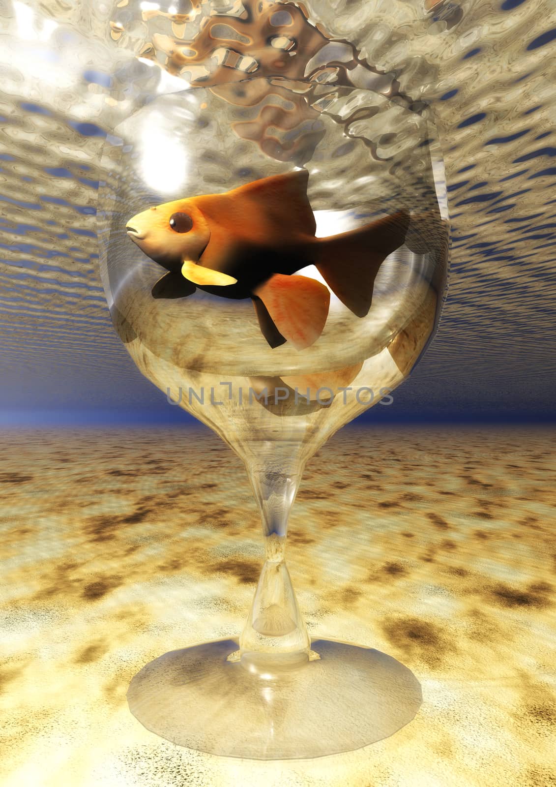 Digital Illustration of a Goldfish Glass