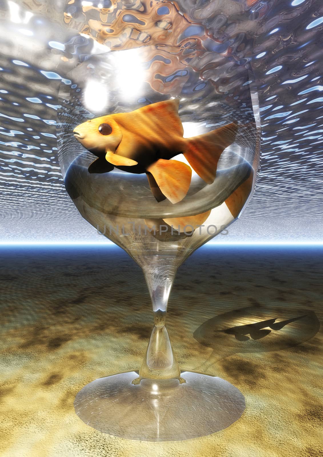 Digital Illustration of a Goldfish Glass