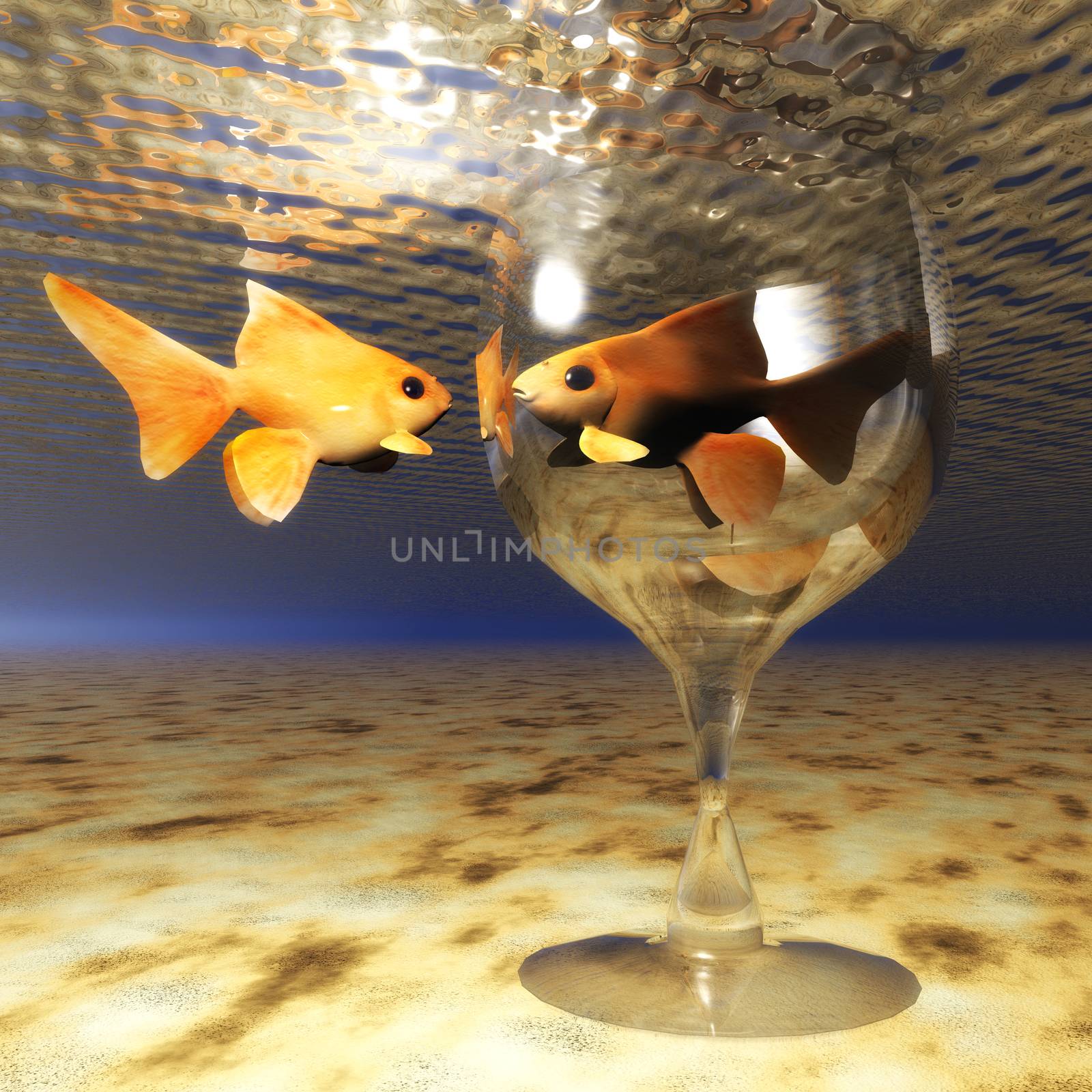 Digital Illustration of a Goldfish Glass