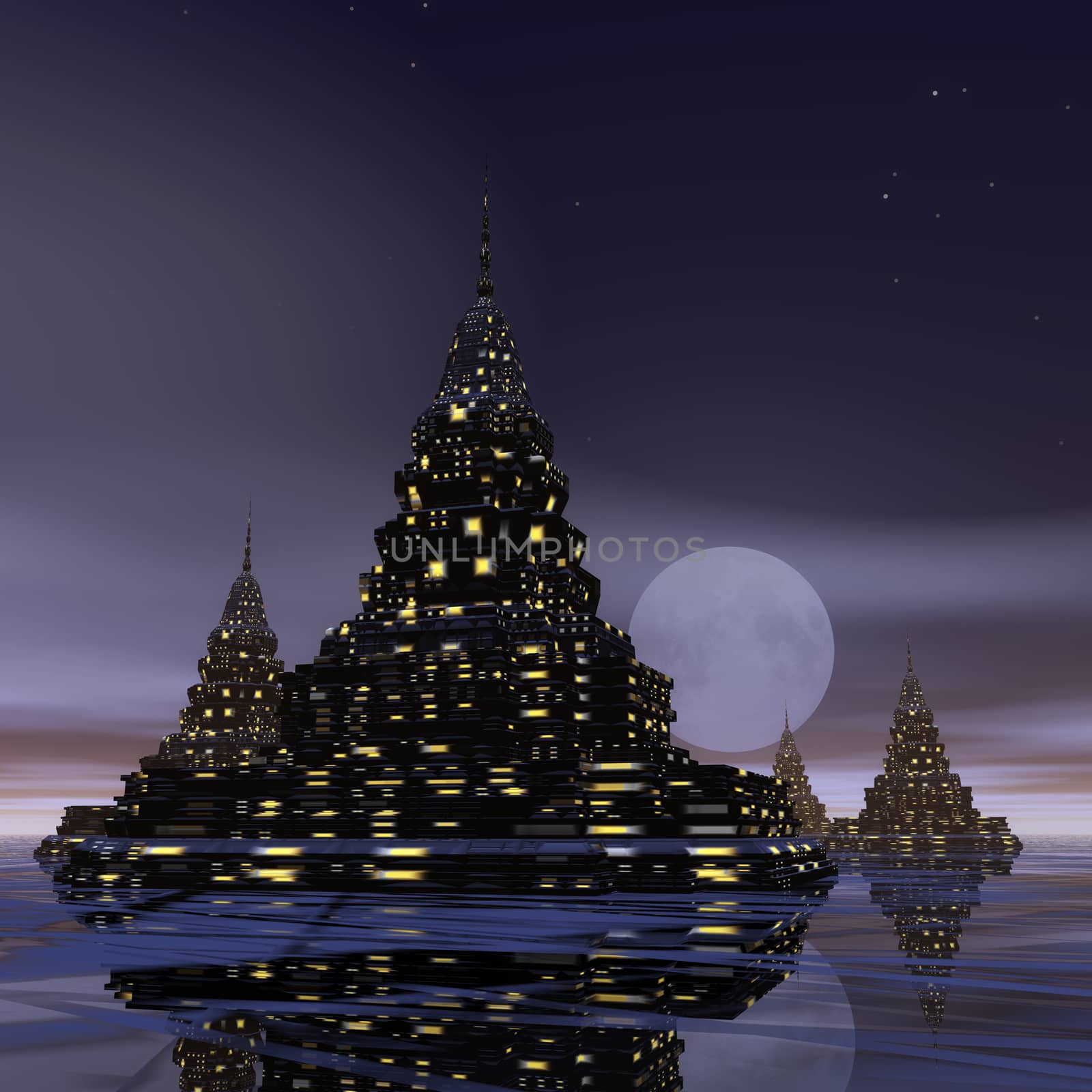 Digital Illustration of a surreal Pagoda