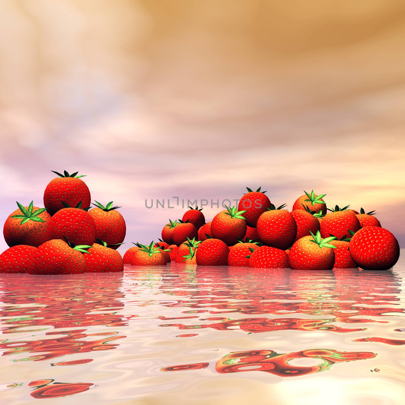 Digital Illustration of Strawberries