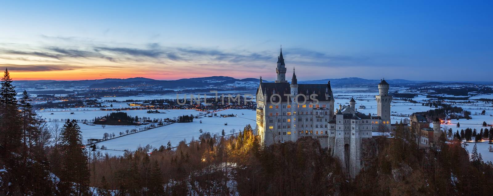 Panoramic view of Neuschwanstein Castle, Germany