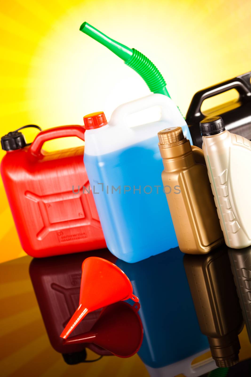 Canisters, Liquids for car on vivid moto concept
