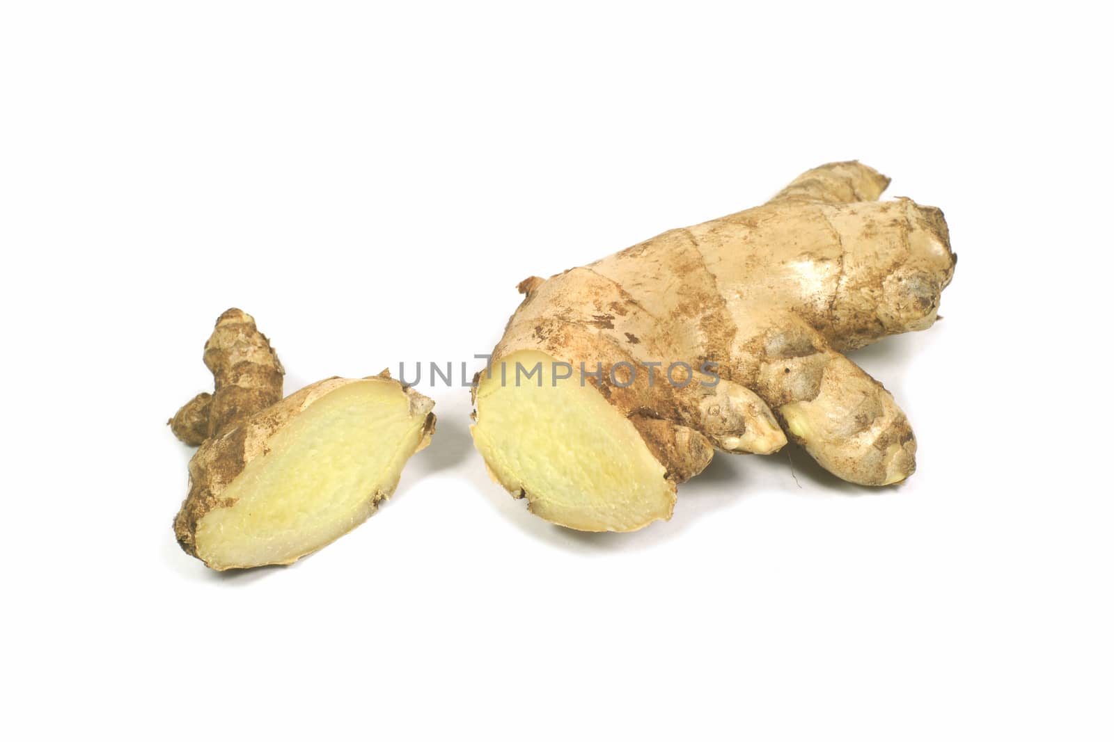 fresh ginger on white background