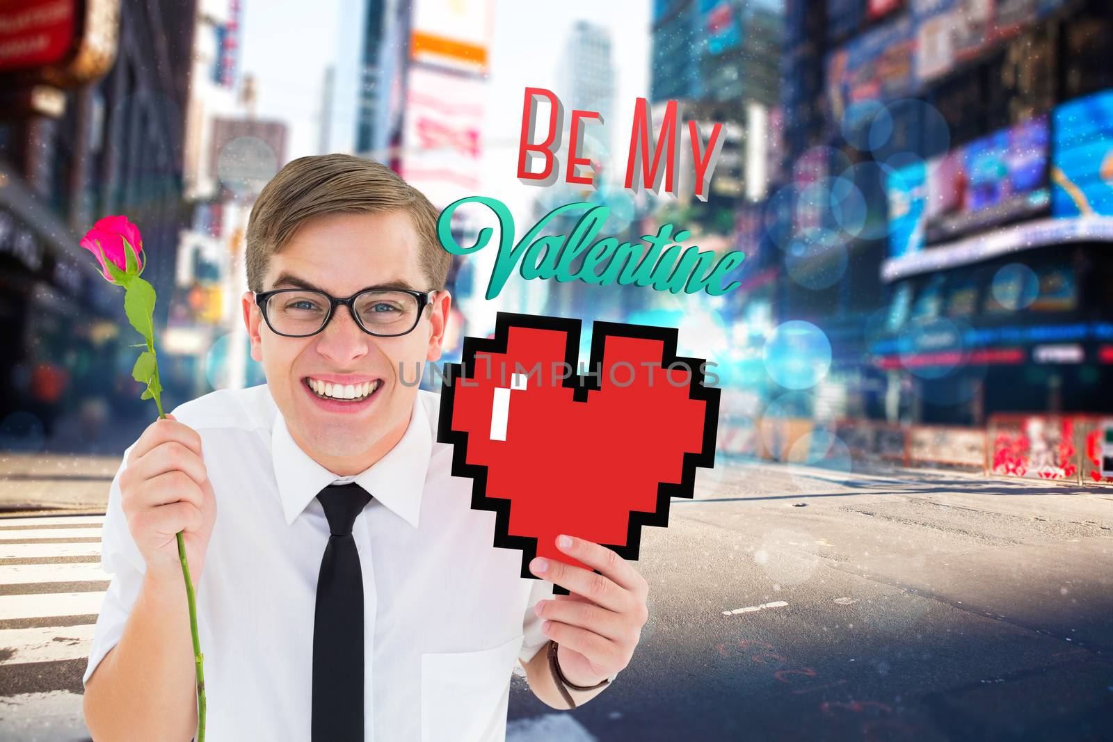 Composite image of romantic geeky hipster by Wavebreakmedia