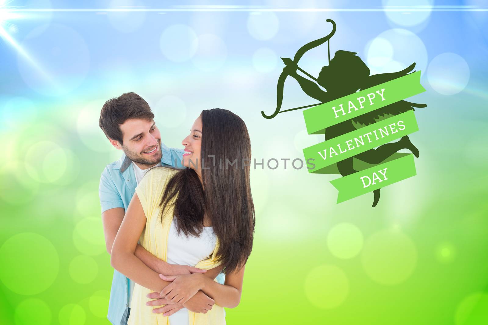 Composite image of happy casual couple smiling at each other by Wavebreakmedia