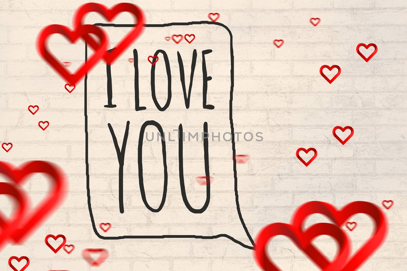 Composite image of valentines message with hearts