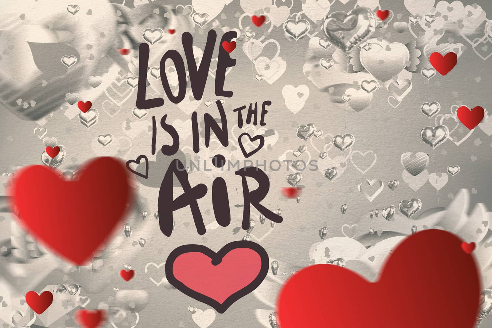 Composite image of valentines message with hearts