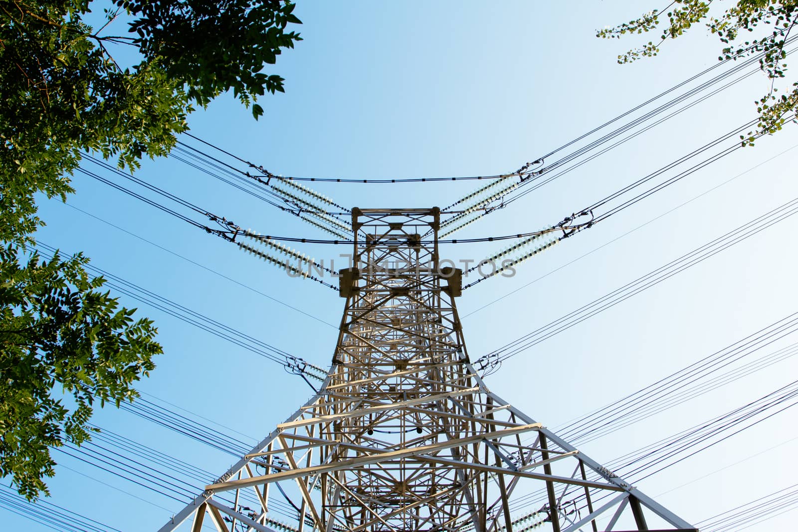 Power tower with the sky background
