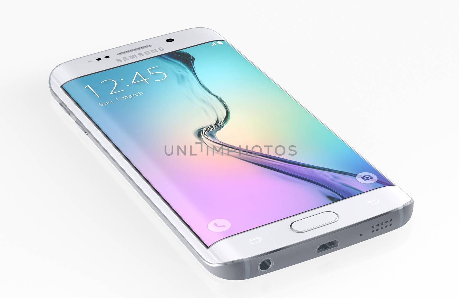 Galati, Romania - May 17, 2015: Samsung Galaxy S6 Edge is the first device with dual-curved glass display. The Samsung Galaxy S6 and Galaxy S6 Edge was launched at a press event in Barcelona on March 1 2015. Galaxy S6 has Quad HD Super AMOLED, 2560x1440, 577 PPI, Lightning-fast 64 bit and Octa-core processor.