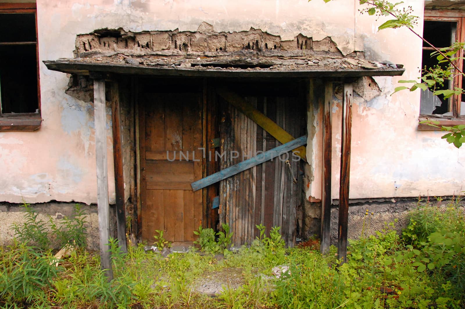 Abandoned building entrance, Russia outback