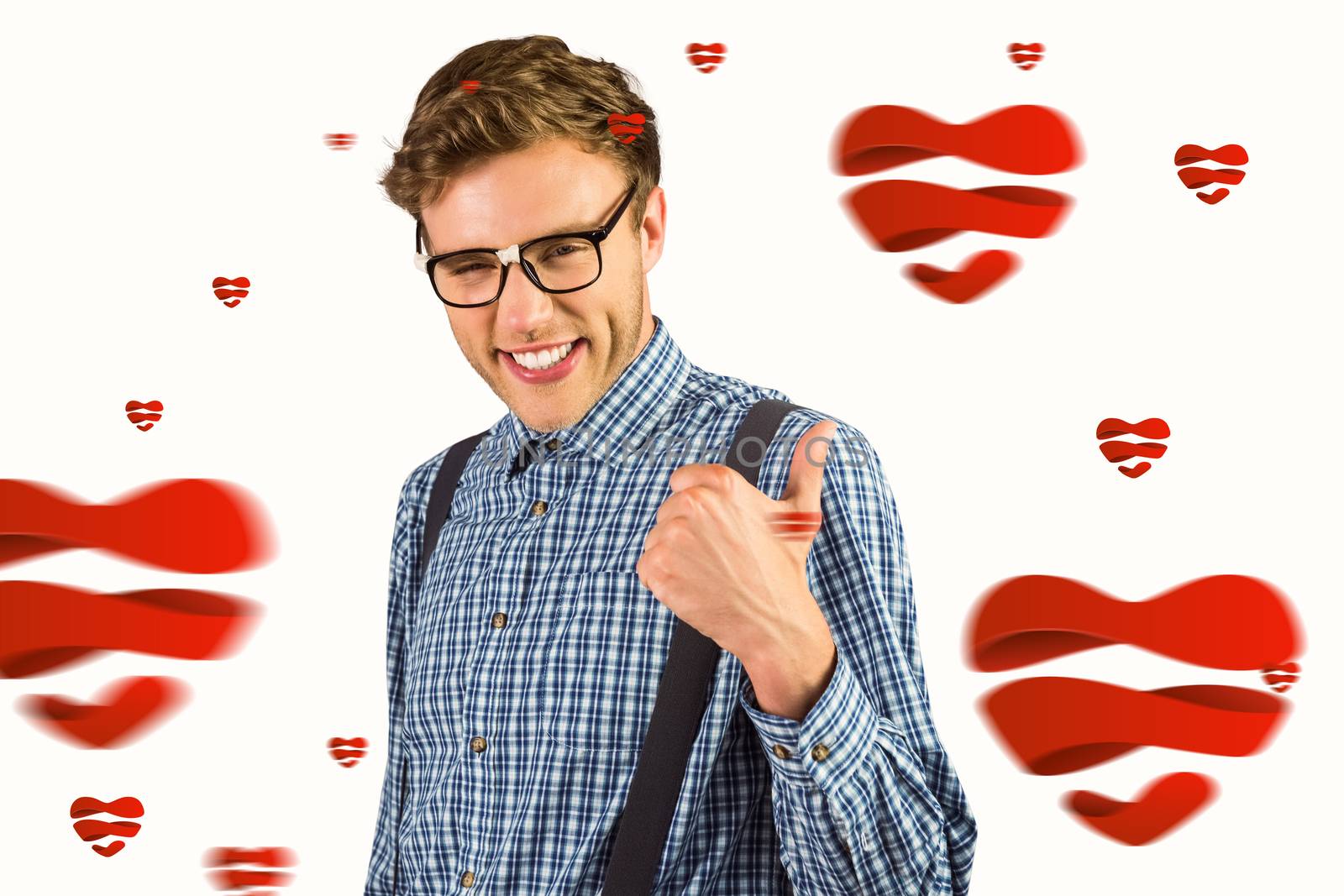 Composite image of geeky hipster showing thumbs up by Wavebreakmedia