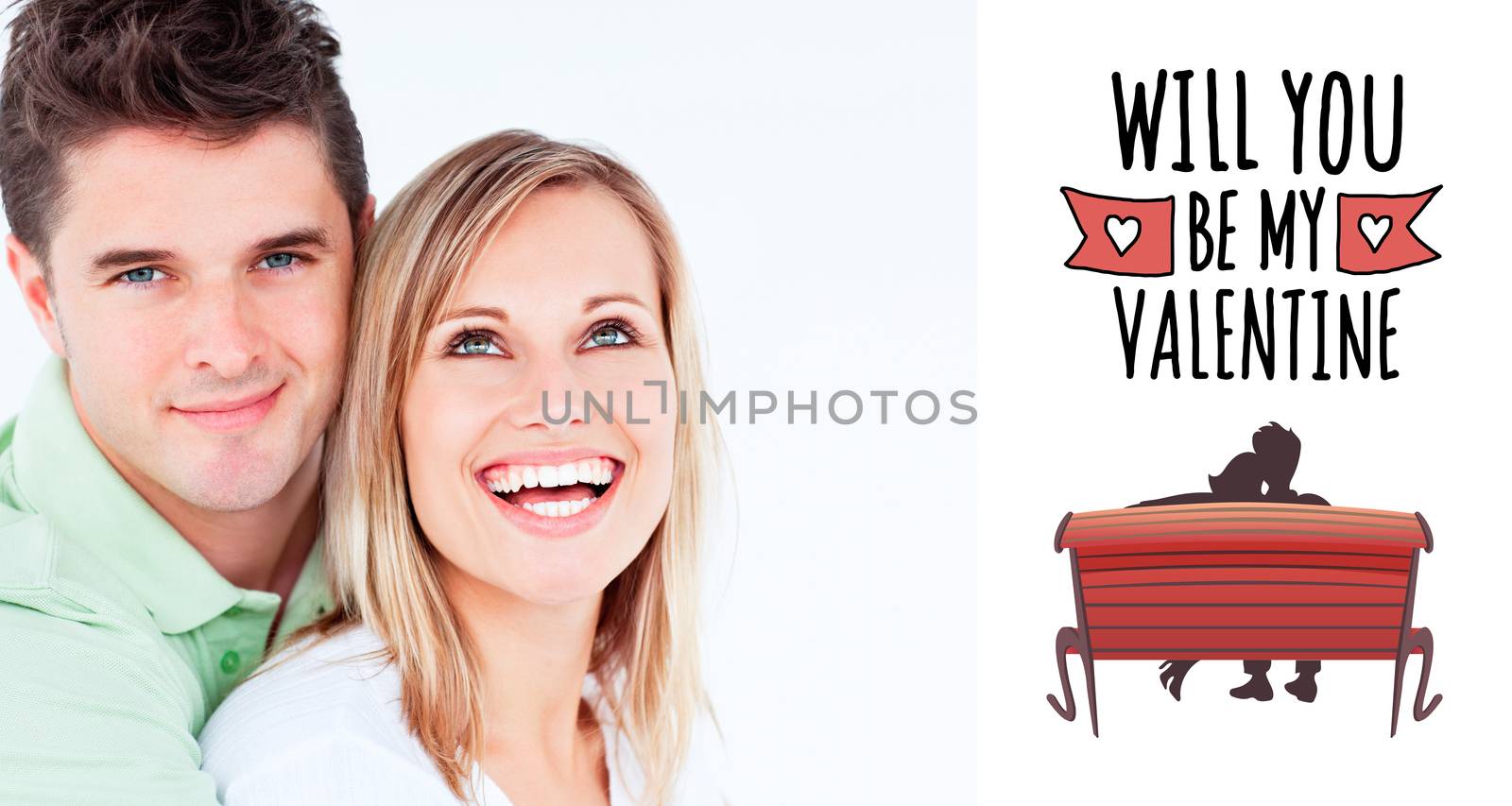 Composite image of young beautiful couple man looking at the camera by Wavebreakmedia