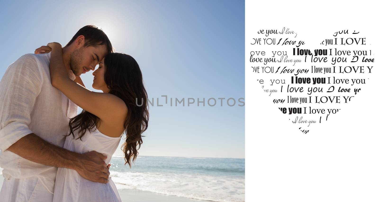 Composite image of romantic couple embracing  by Wavebreakmedia