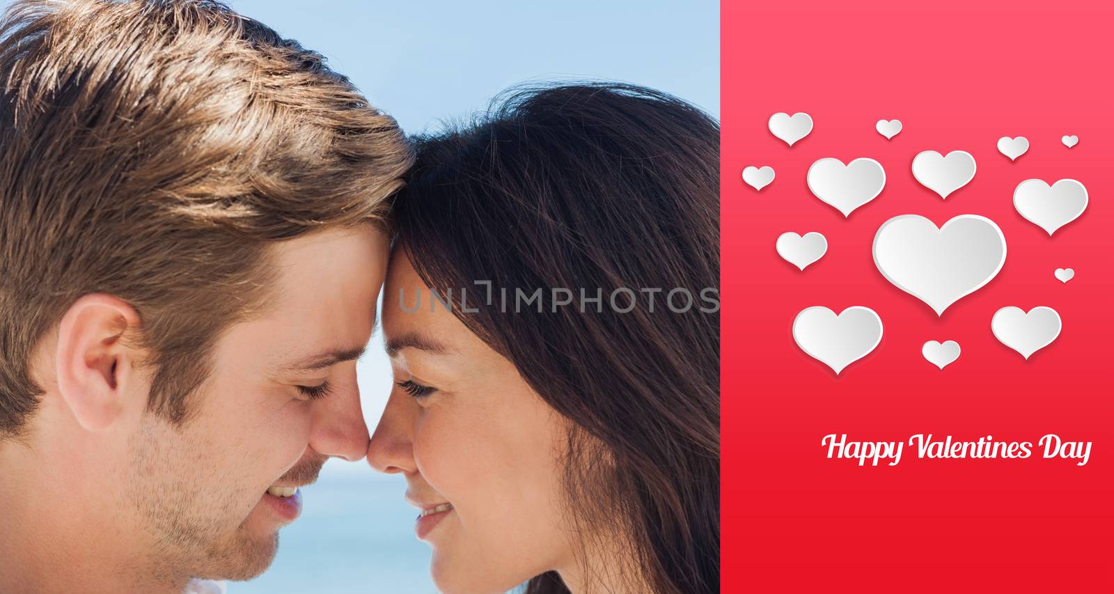 Close up view of romantic couple against happy valentines day