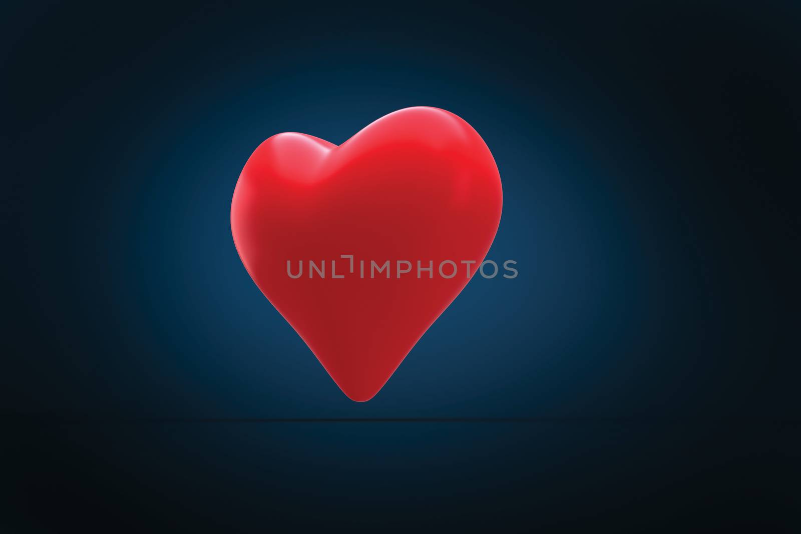 Red heart against blue background with vignette
