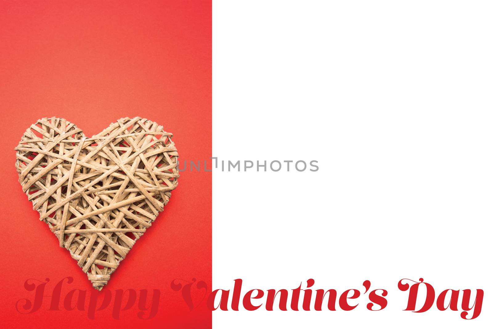 Wicker heart ornament  against cute valentines message