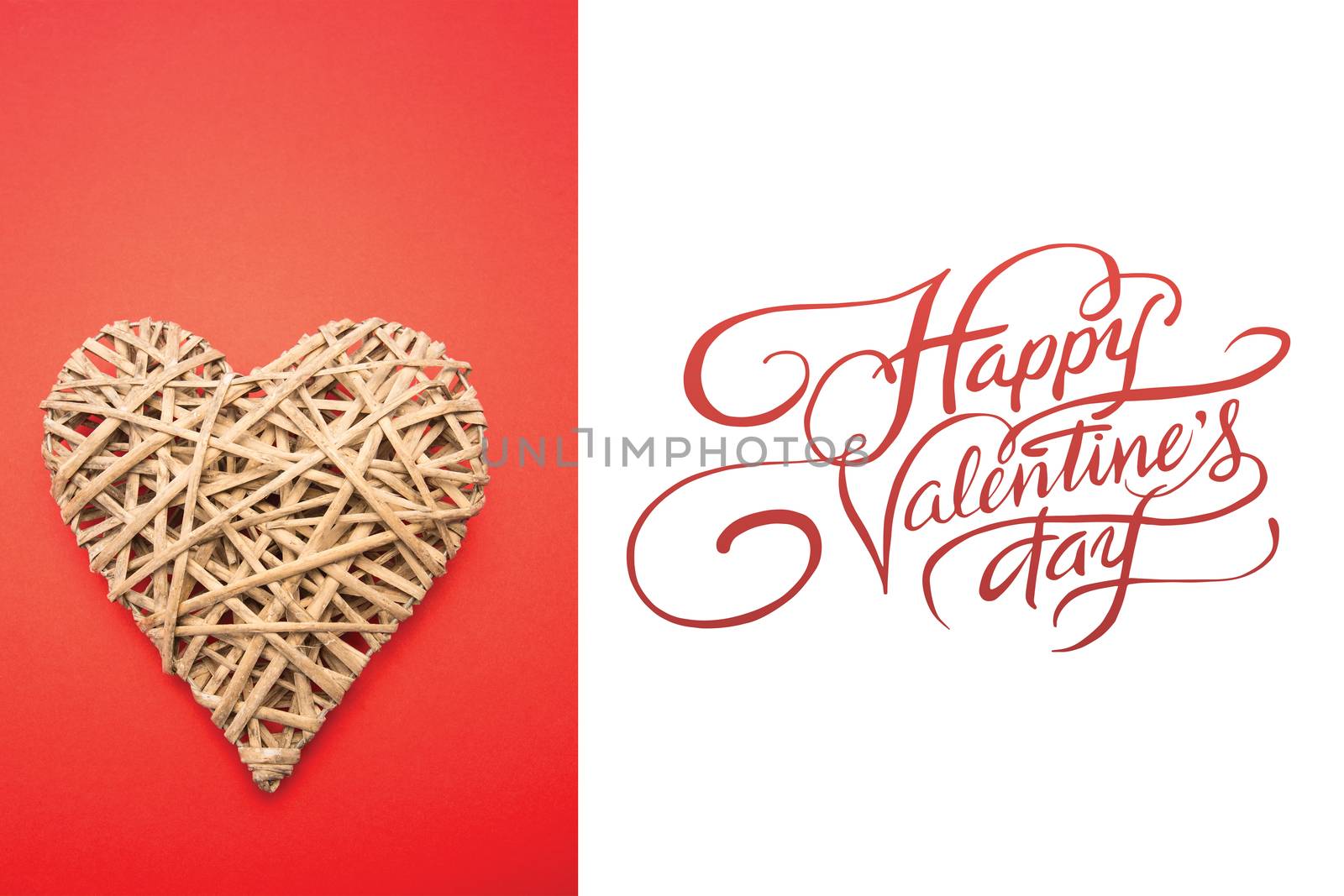 Wicker heart ornament  against happy valentines day