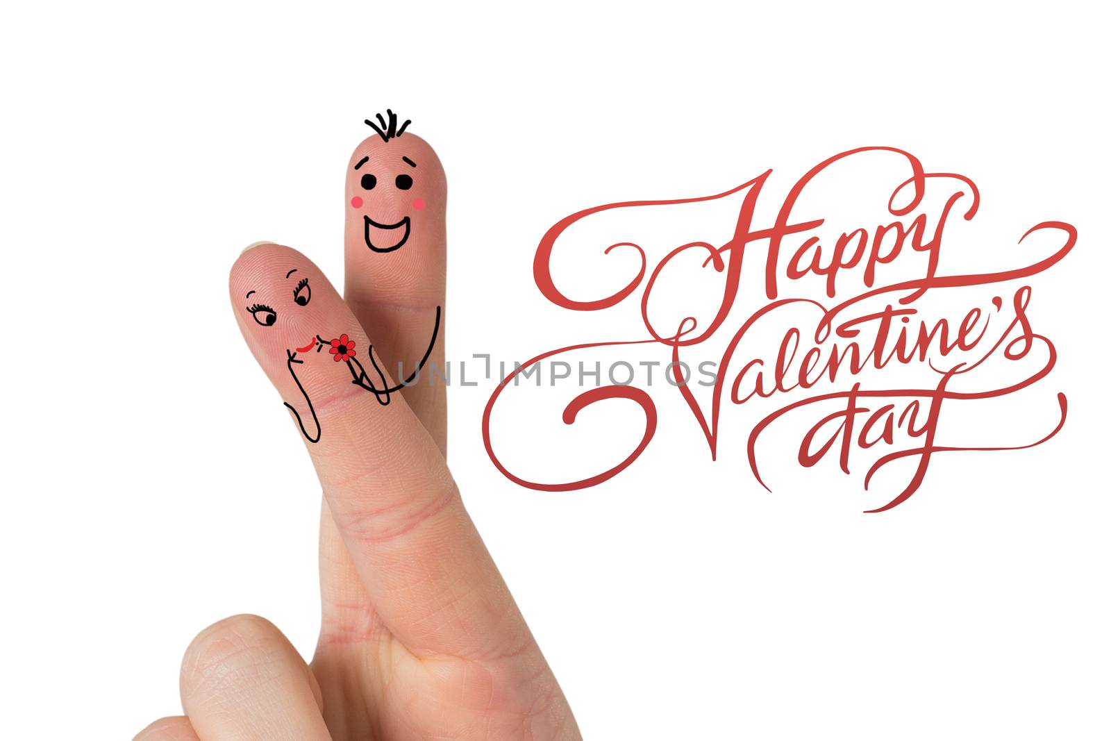 Fingers crossed like a couple against happy valentines day