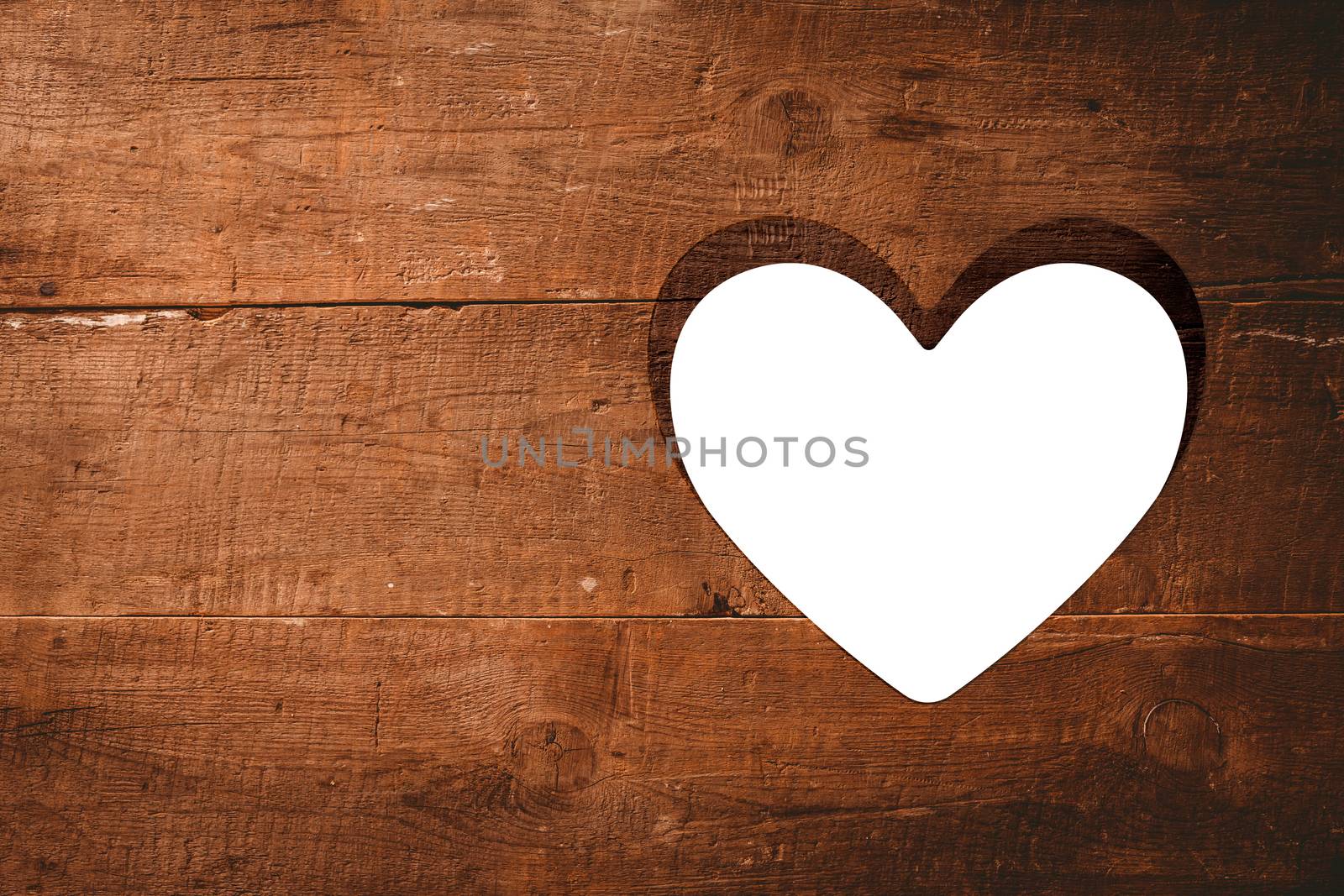 Heart cut out in wood