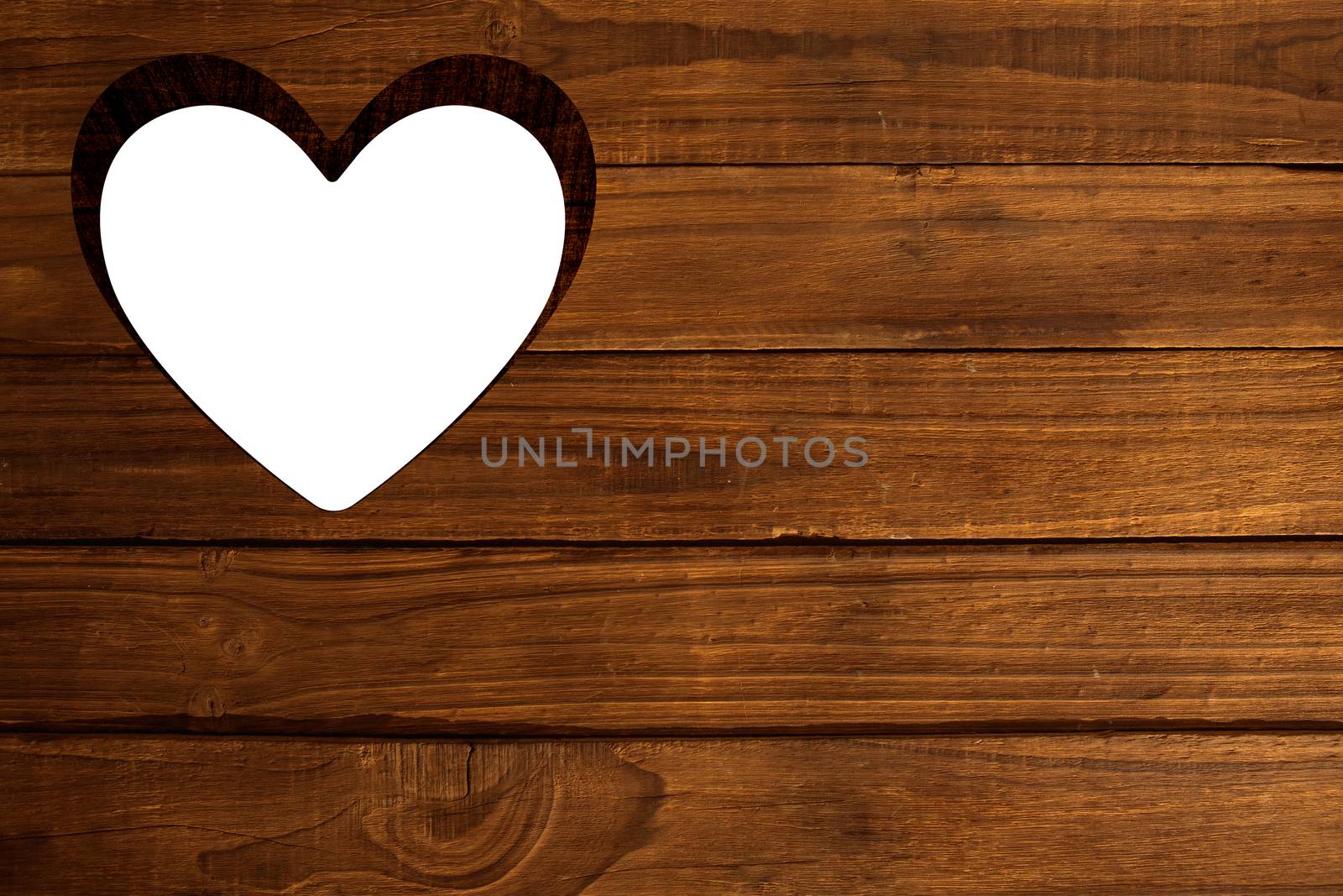 Heart cut out in wood