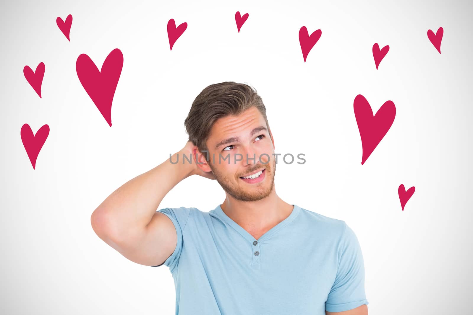 Composite image of young man posing with hands on head  by Wavebreakmedia