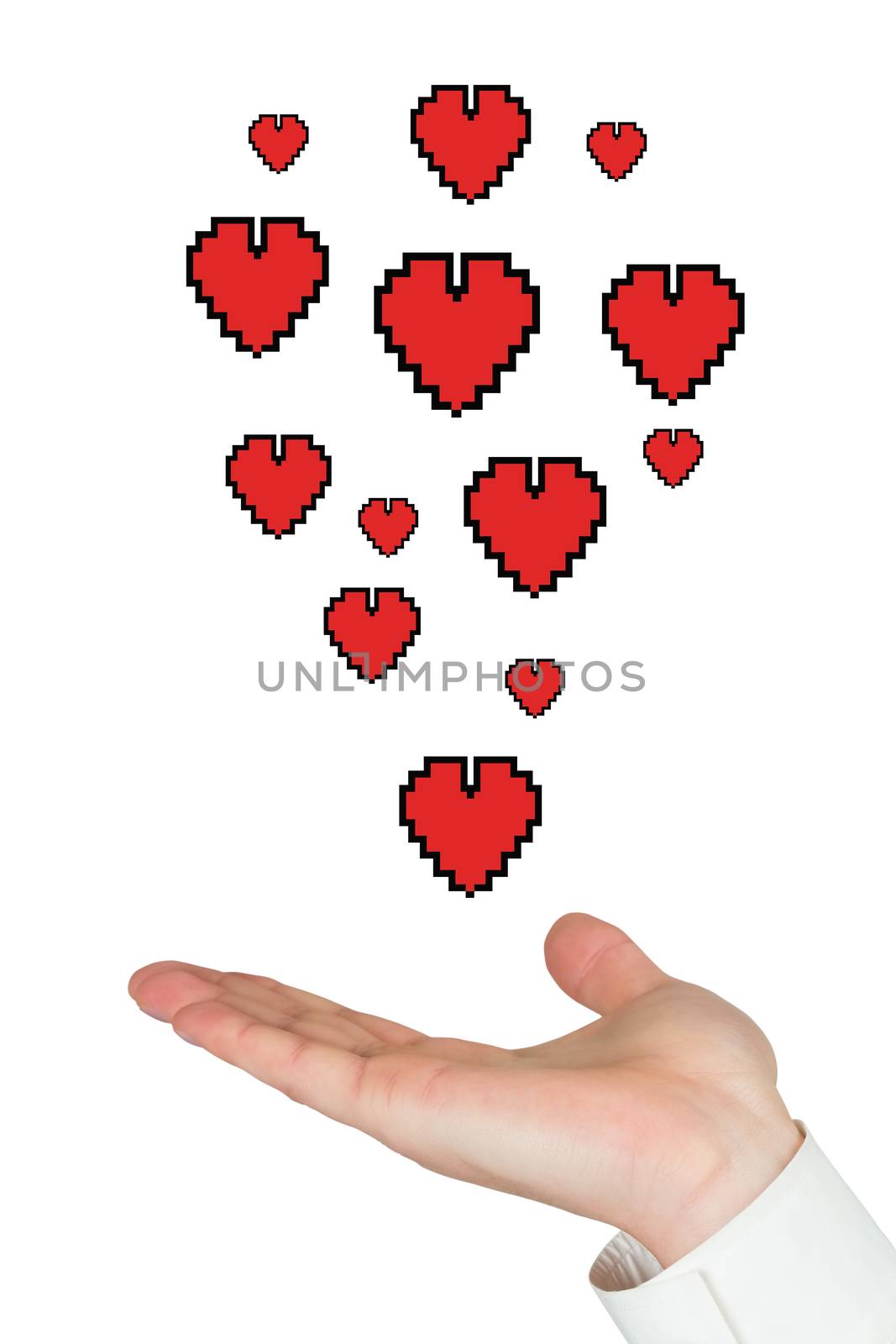 Hand presenting against heart