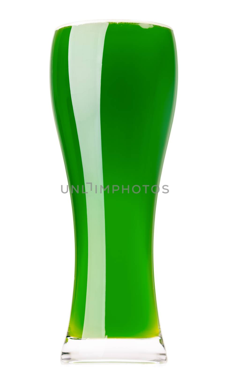 Full glass of green ale to selebrate St. Patrick's Day isolated on white background