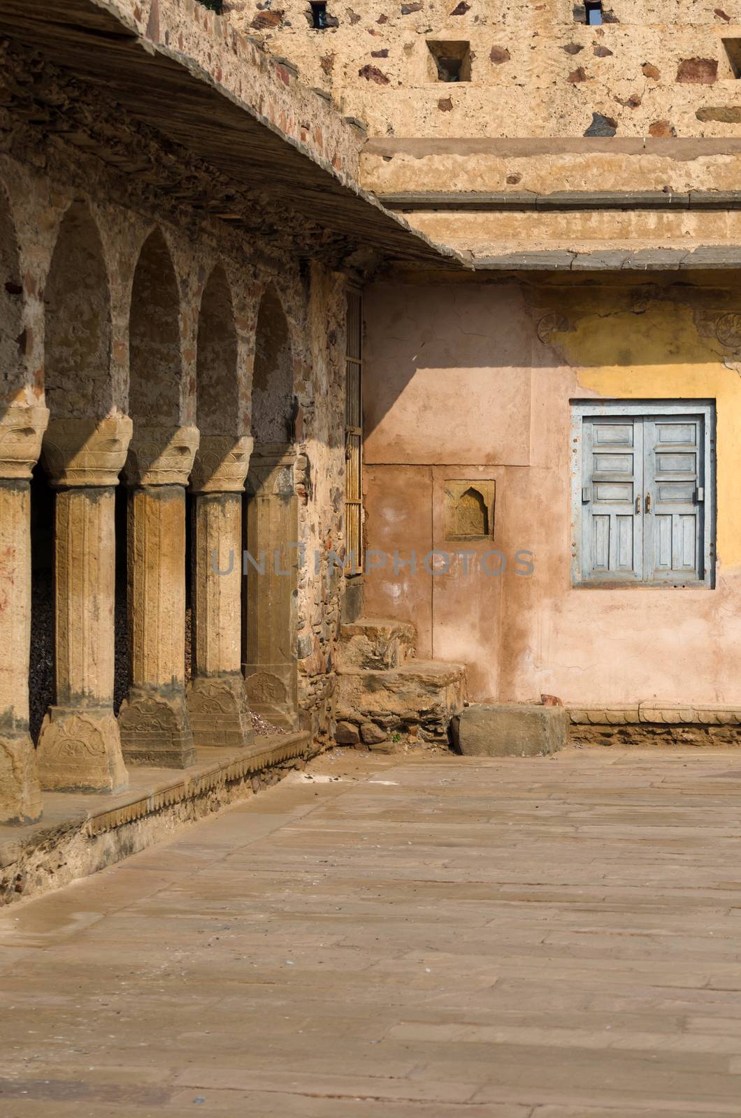Arcade of Chand Baori Stepwell in Rajasthan by siraanamwong