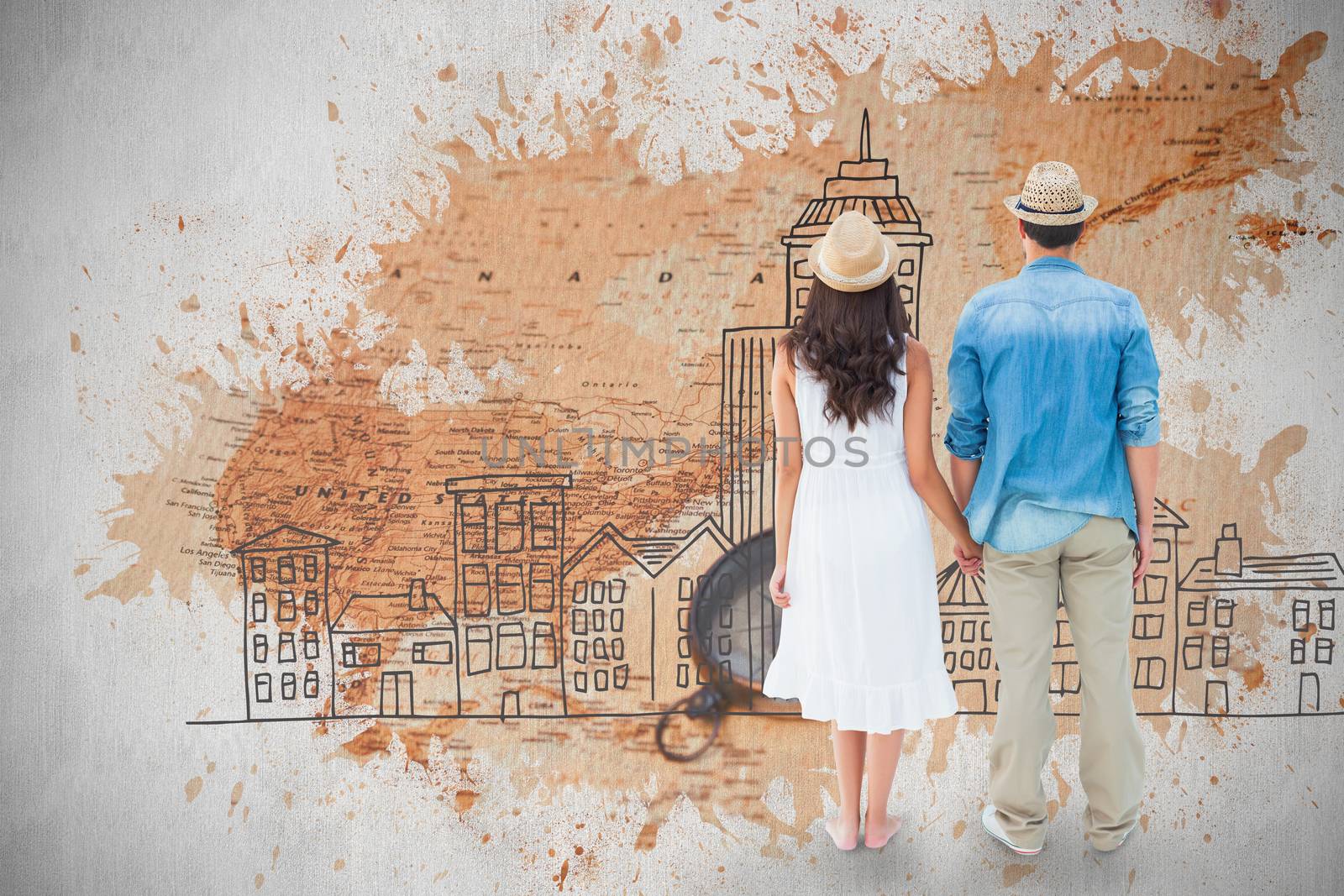 Composite image of happy hipster couple holding hands by Wavebreakmedia