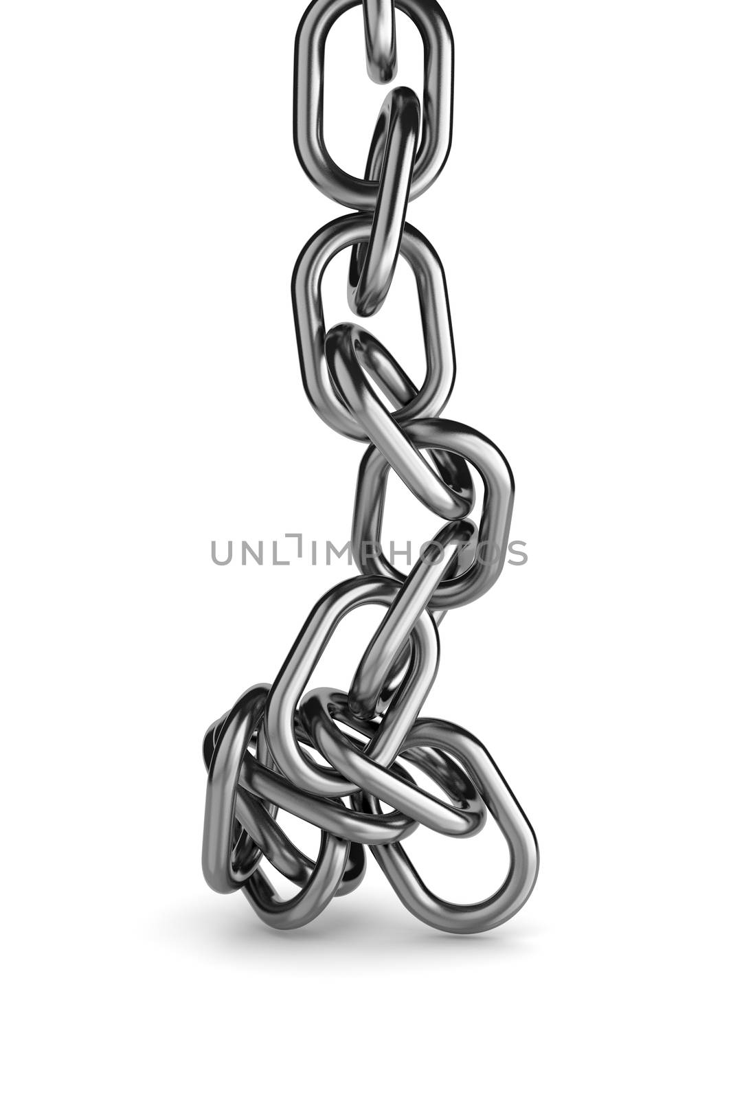 Unbind Metal Chain on White Background 3D Illustration