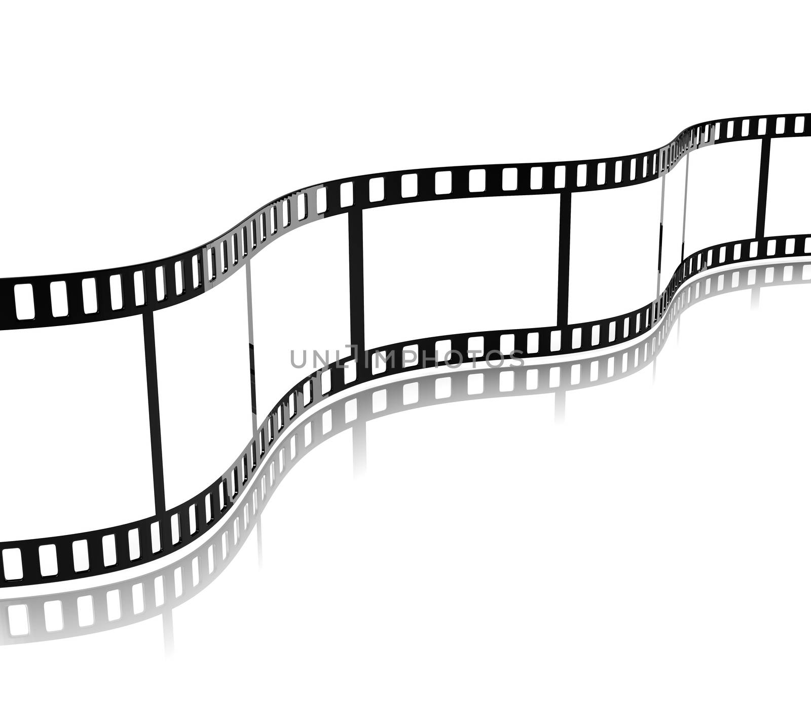 Movie Film Stripe Template on White Background 3D Illustration