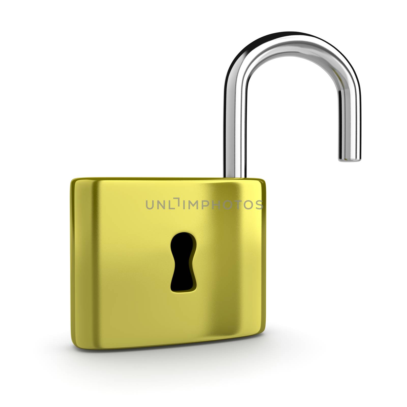 Metal Open Padlock Isolated on White Background