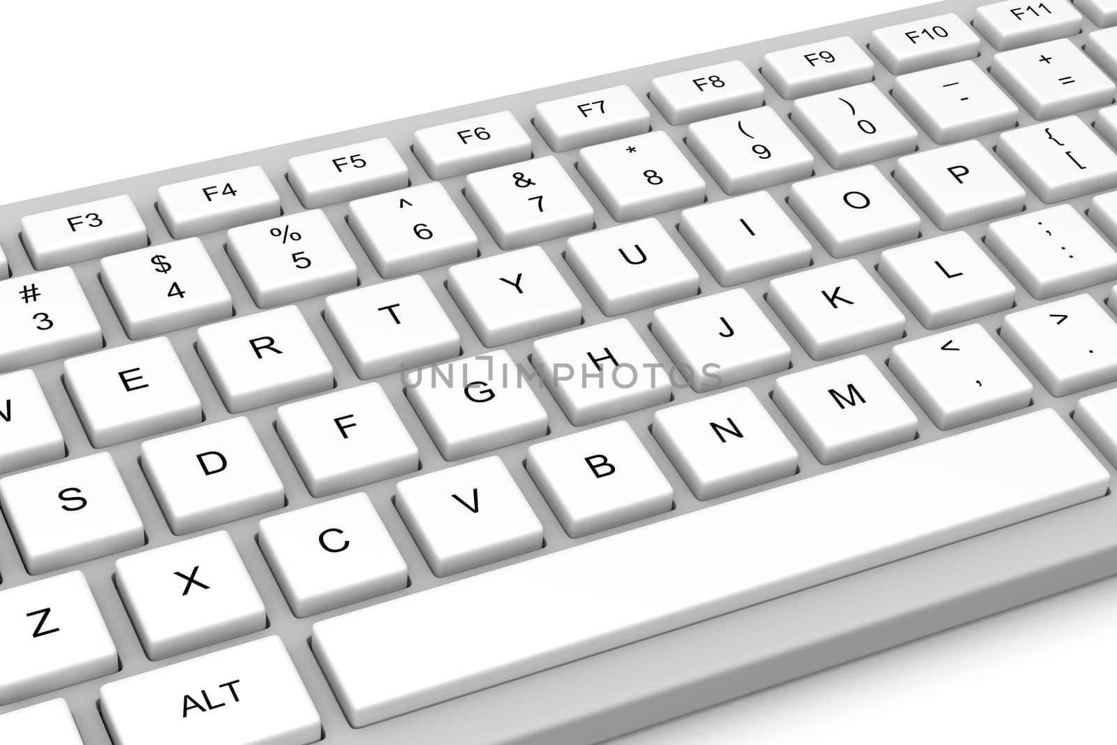 White Pc Keyboard Isolated on White Background