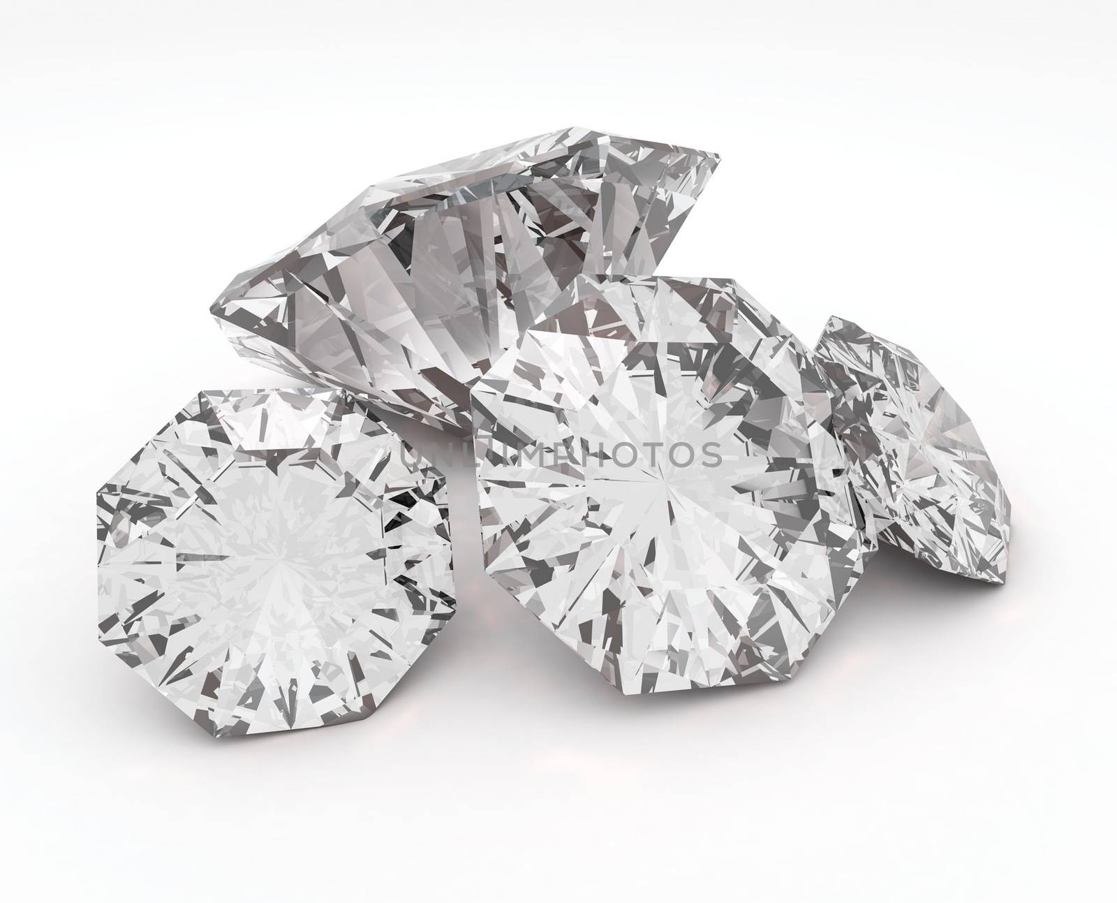 Picture of four diamonds with refraction effect