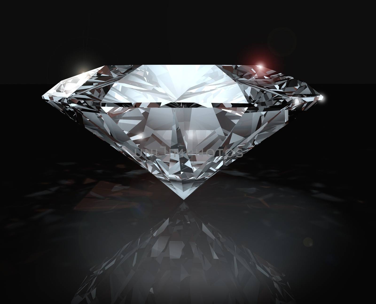 Picture of a diamond with refraction effect