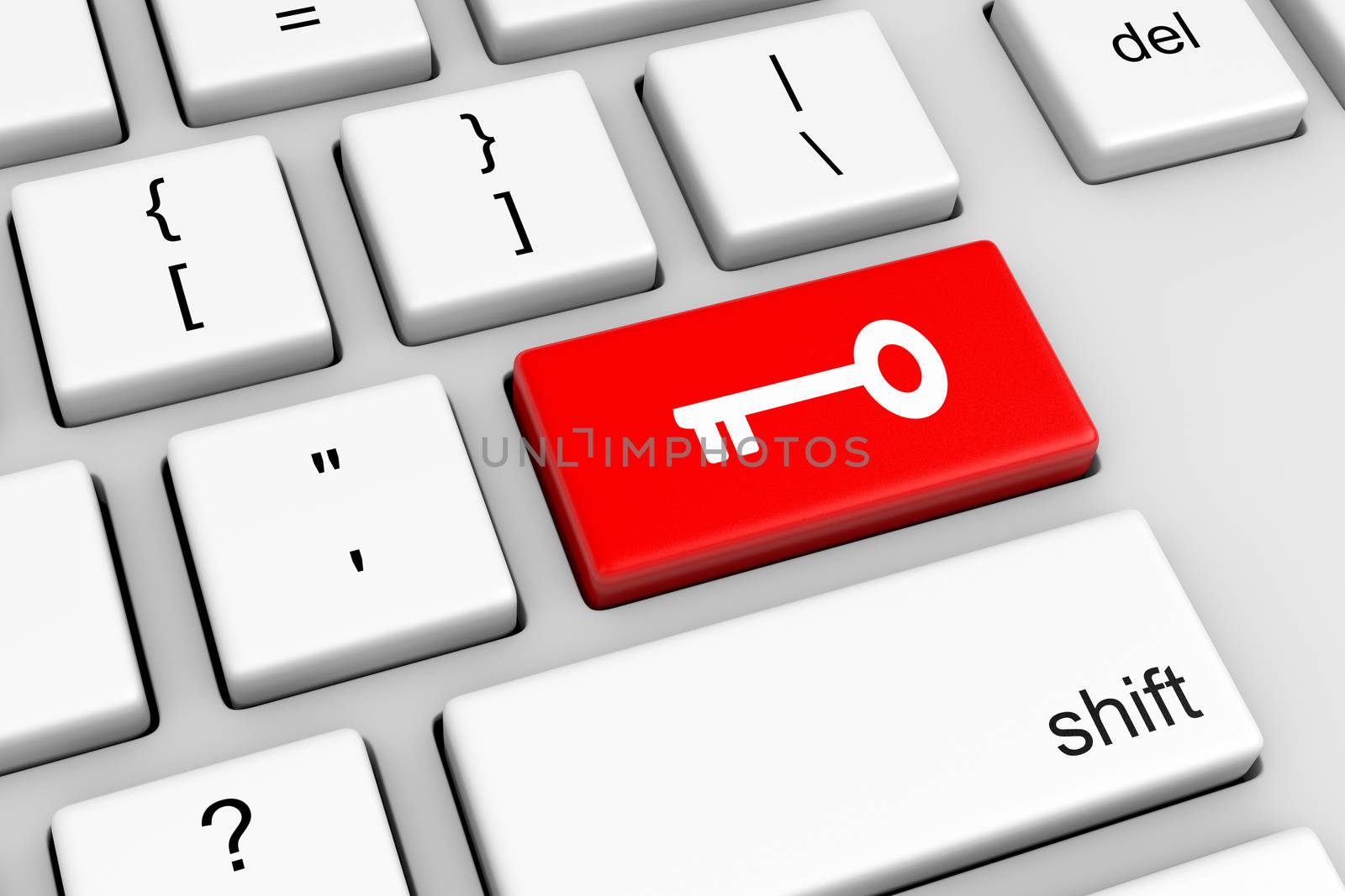 Computer Keyboard with Red Access Key Button Illustration