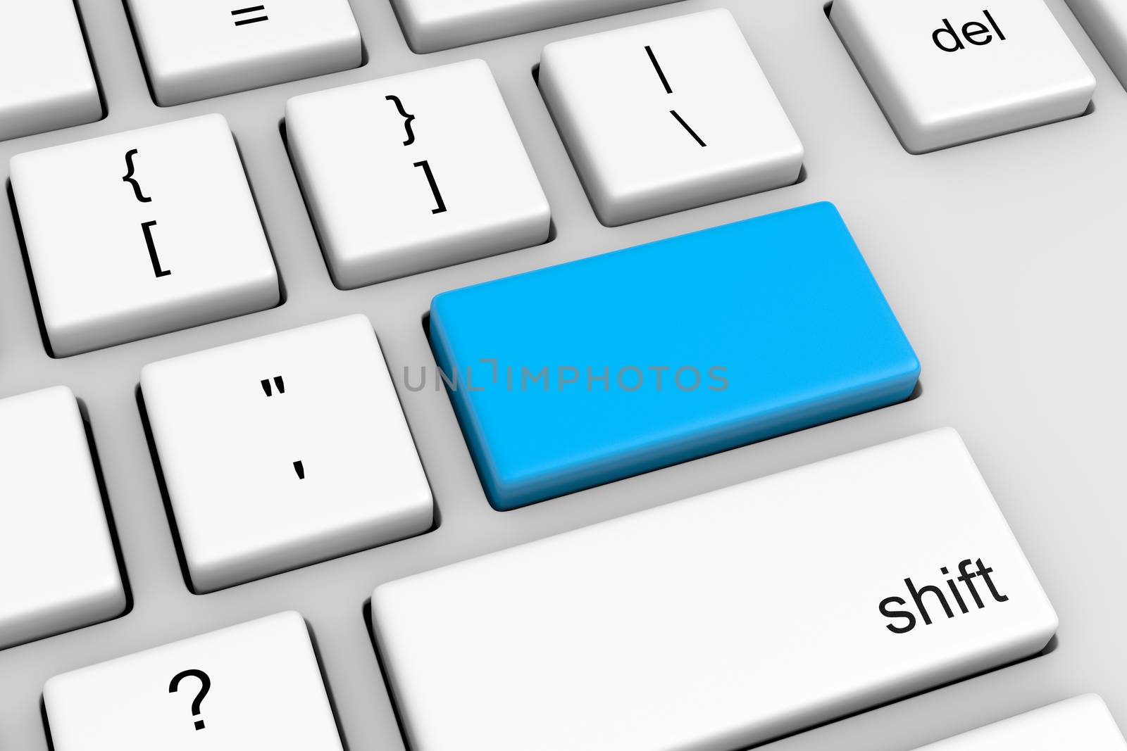 Computer Keyboard with Empty, Blank, Customizable Blue Button Illustration