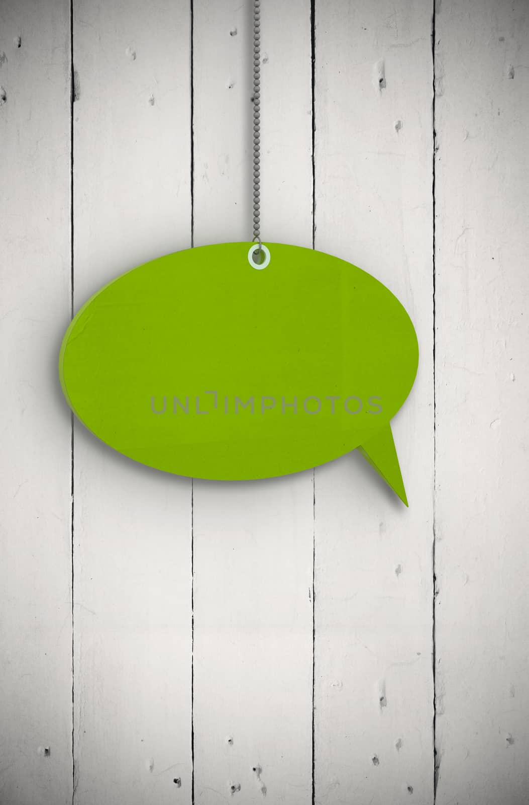 Composite image of speech bubble tag hanging by Wavebreakmedia