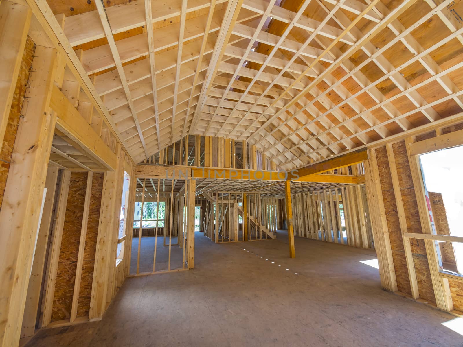 Interior framing of a new house under construction