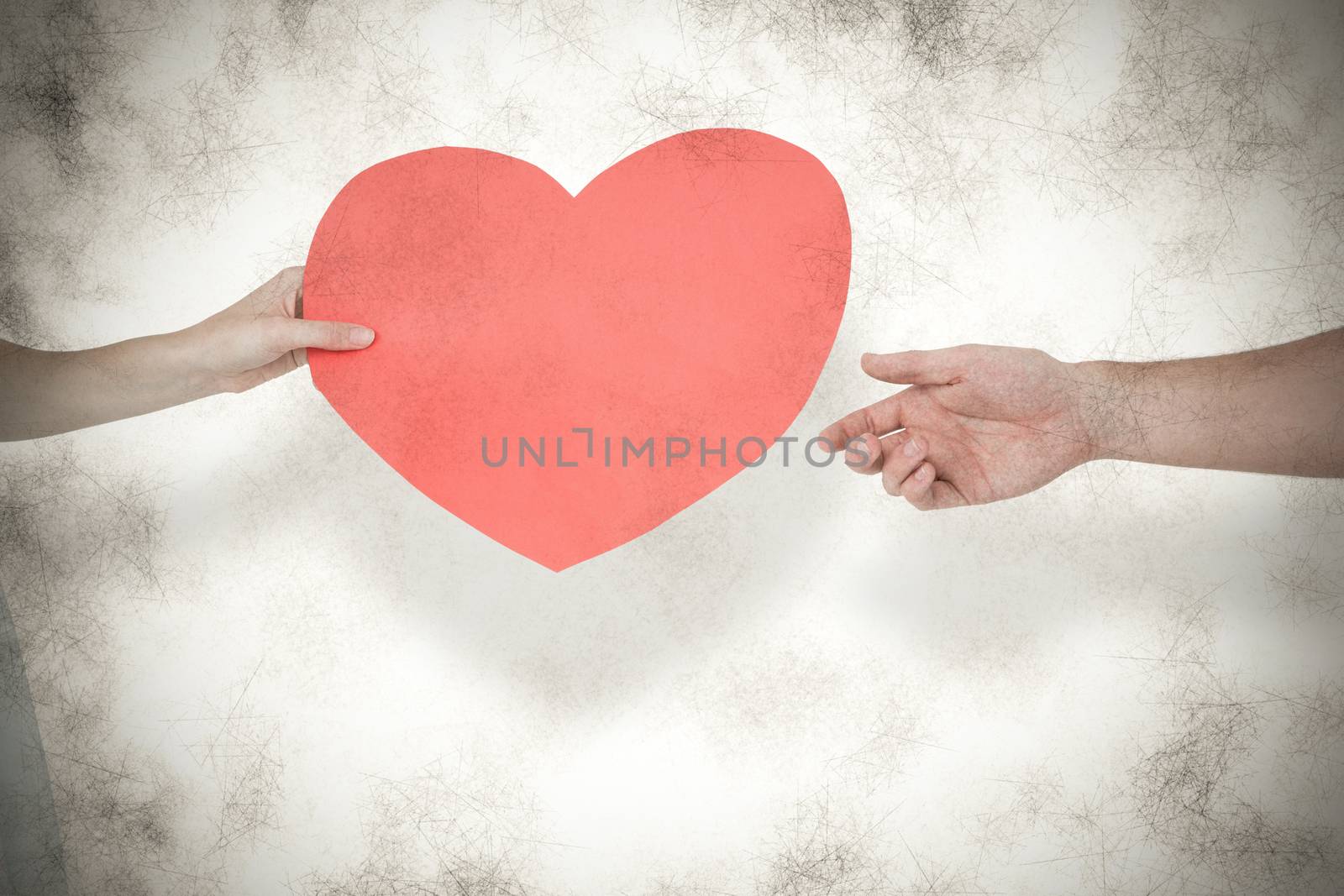 Composite image of woman giving heart card to her boyfriend  by Wavebreakmedia