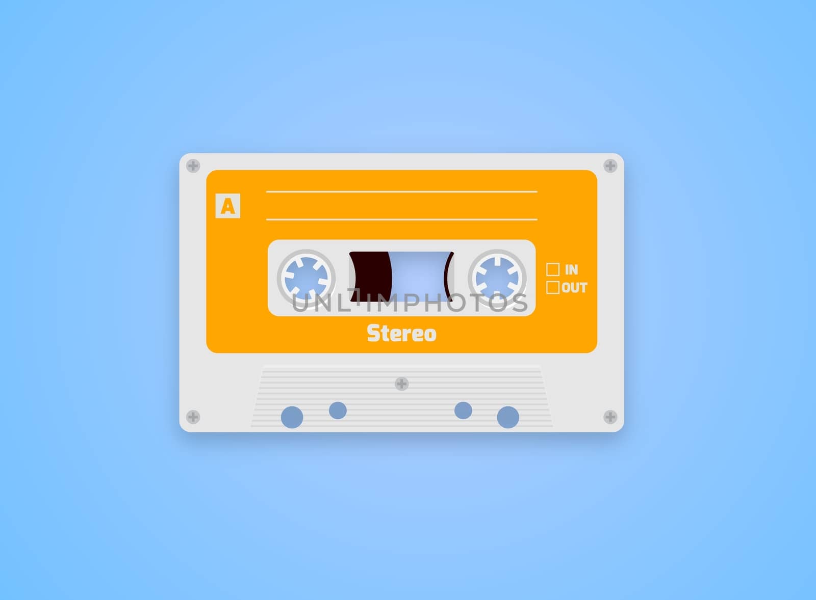 Illustration of a Cassette Tape over a blue background