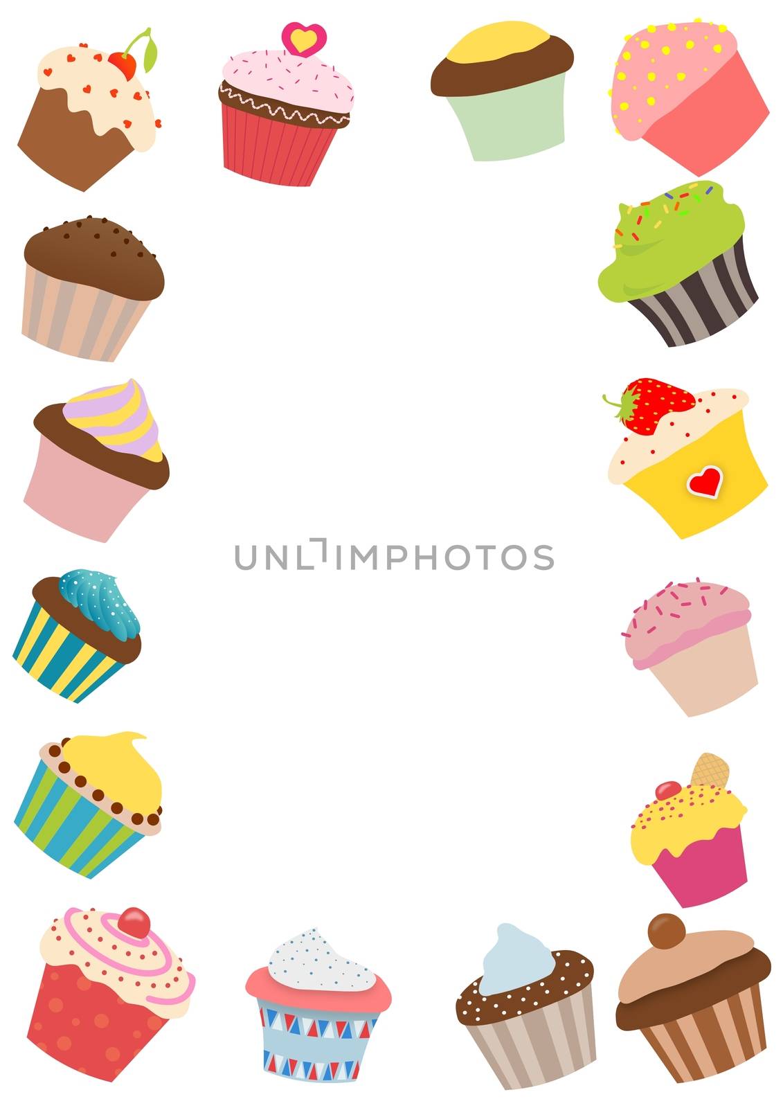 A illustrated frame made of cupcakes