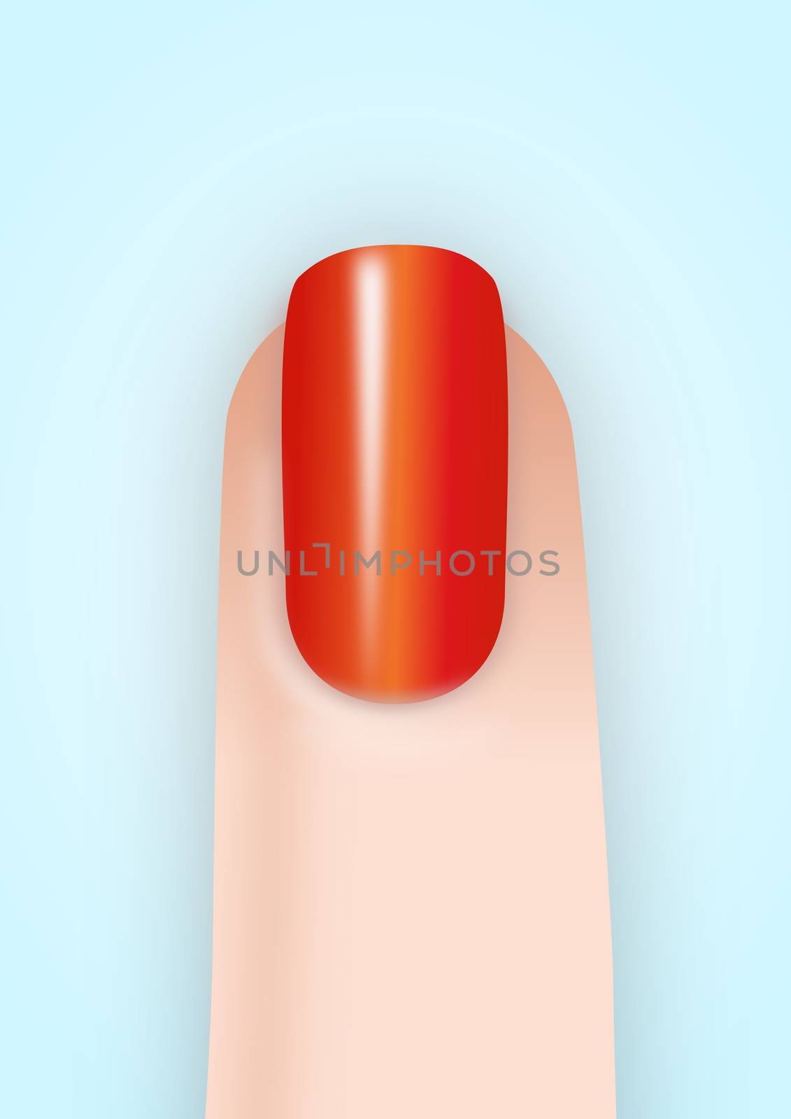 Illustration of a finger with a red painted nail